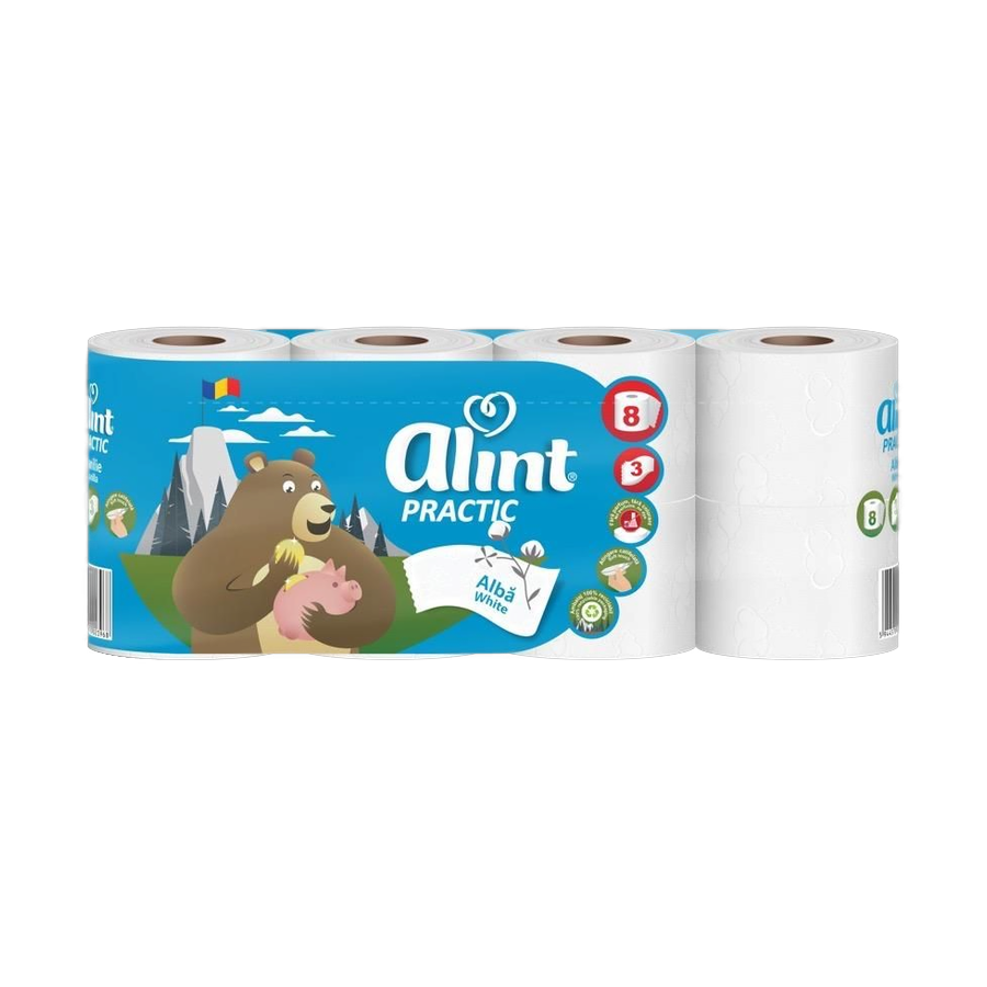 Alint Practic White — toaletní papír 3vrstvý, 8 rolí