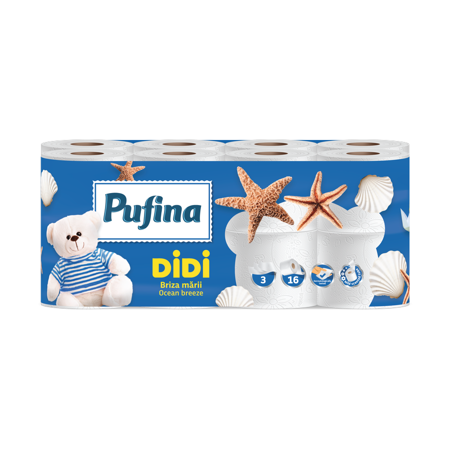 Pufina Didi Ocean Breeze — toaletní papír 3vrstvý, 16 rolí