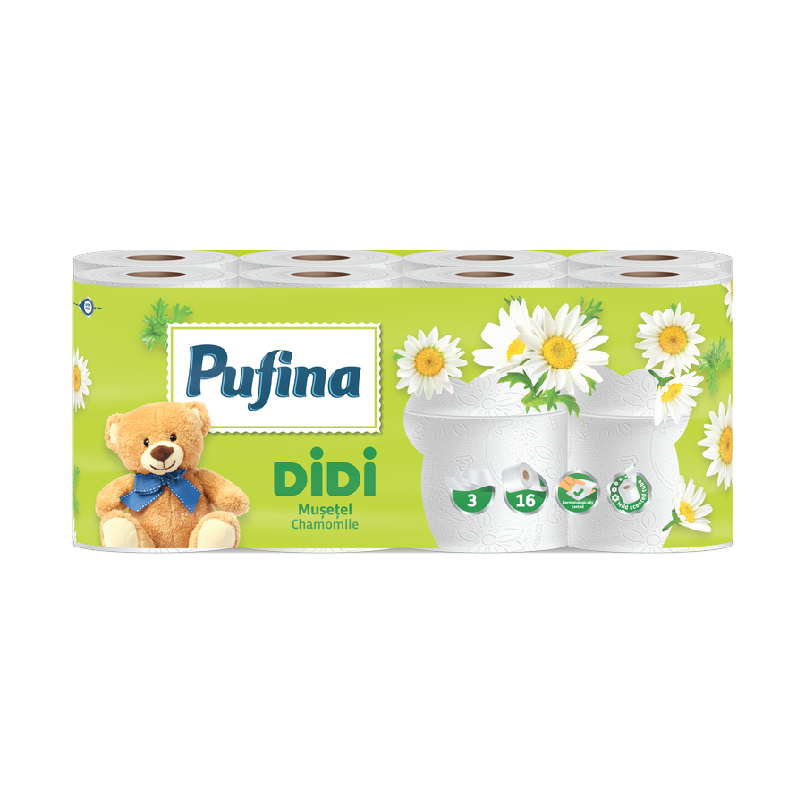 Pufina Didi Camomile — toaletní papír 3vrstvý, 16 rolí