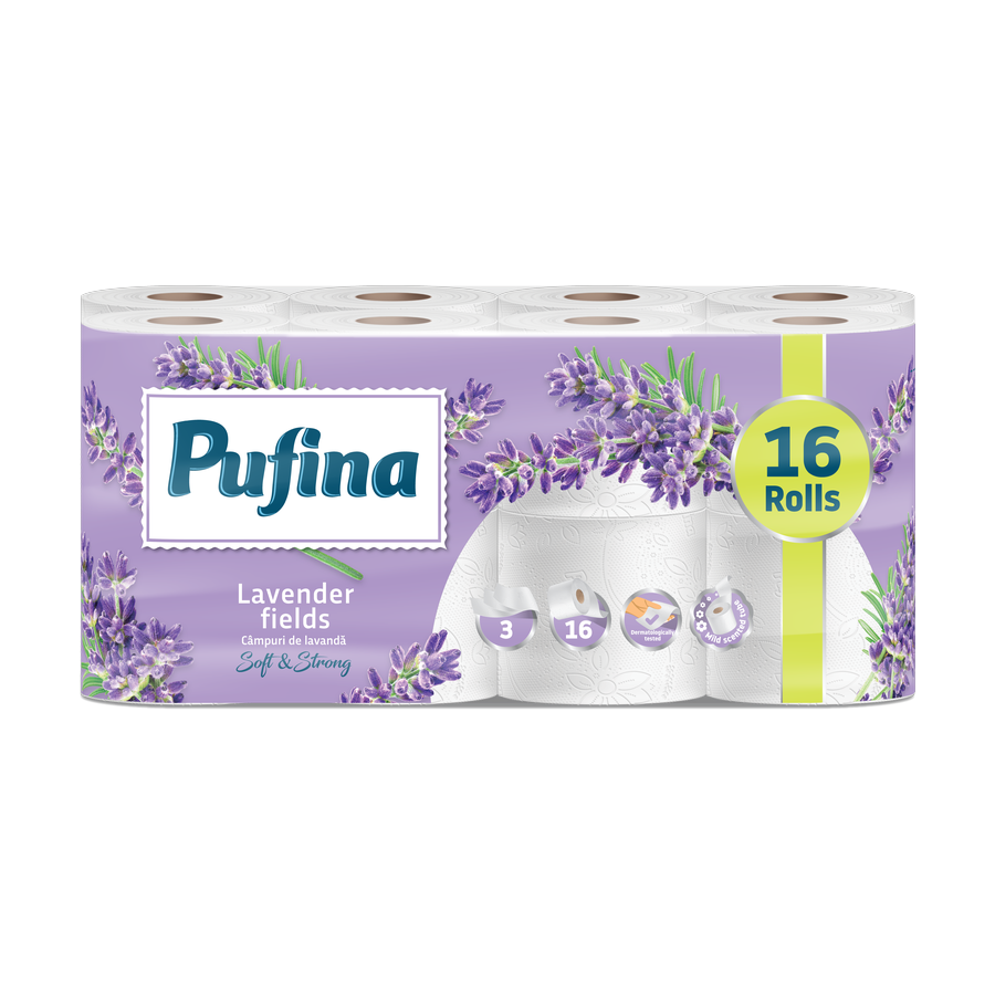 Pufina Lavender Fields — toaletní papír 3vrstvý, 16 rolí