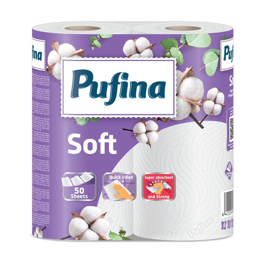 Pufina Soft — kuchyňské utěrky 2vrstvé, 2 role