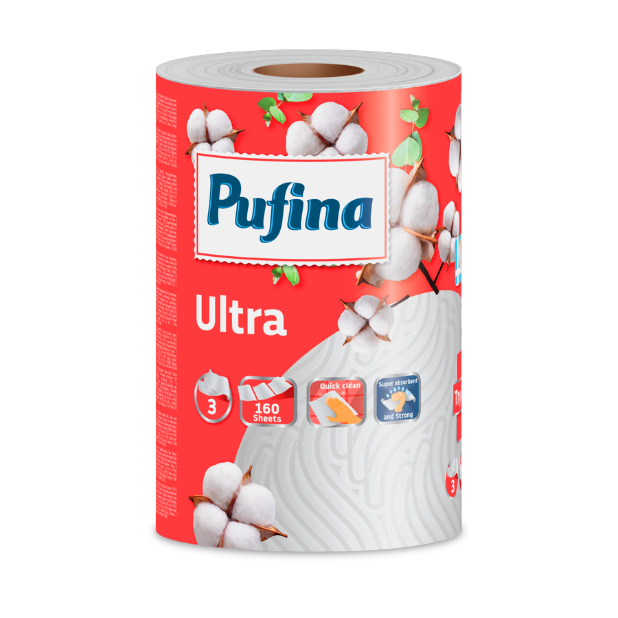 Pufina Ultra — kuchyňské utěrky 3vrstvé, 1 role