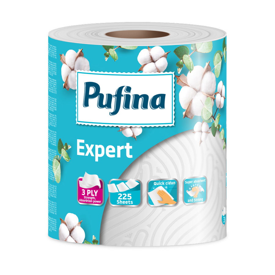 Pufina Expert — kuchyňské utěrky 3vrstvé, 1 role
