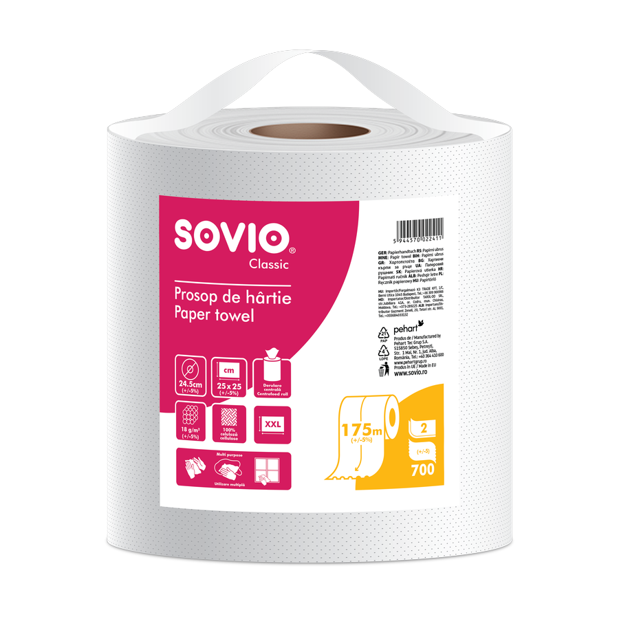Sovio Monoroll, návin 175 m / 700 útr. — papírové ručníky v roli 2vrstvé